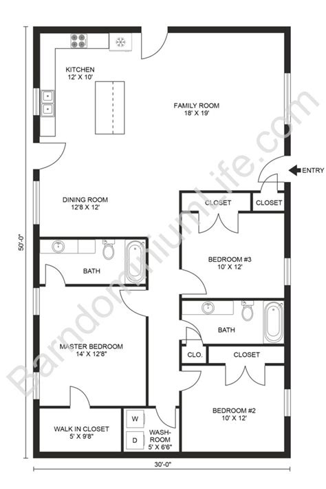 barndominium 3 bed floor plans